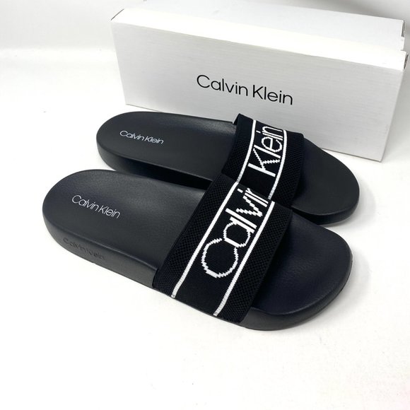 Calvin Klein Mens Sandal Slides CK Avyn Black Multi Texture Water Resistant Logo - Picture 6 of 8